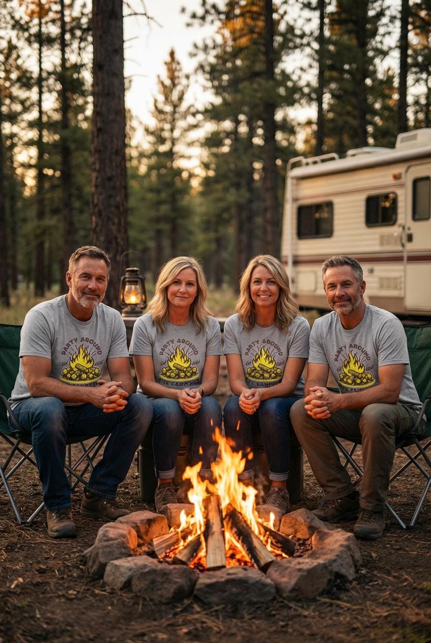 Party Around the Campfire T-Shirt | Campfire Bonfire Graphic
