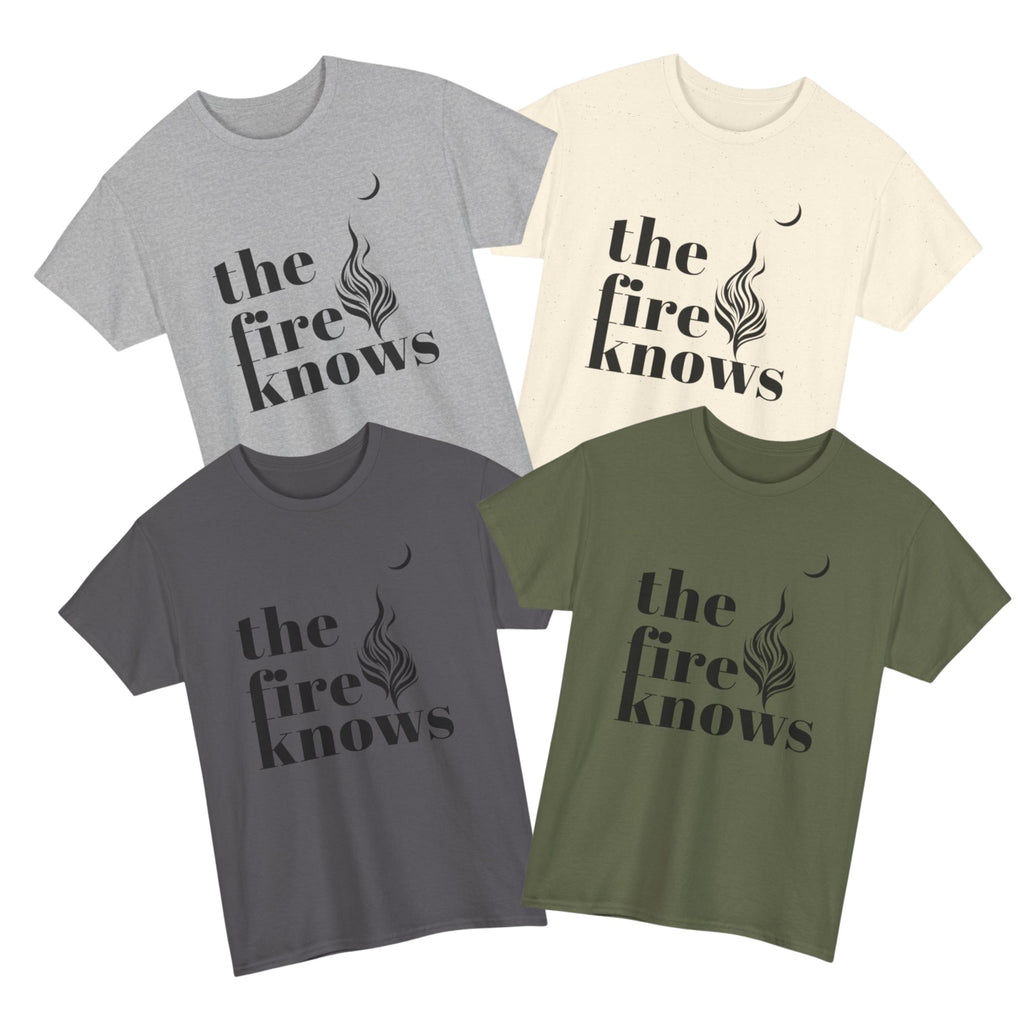 The Fire Knows Camping Shirt, Minimalist Hiking Tee, Unisex Adventure Top