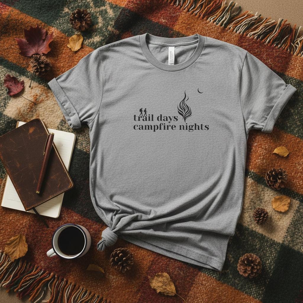 Trail Days Campfire Nights Graphic Tee, Hiking Camping Shirt