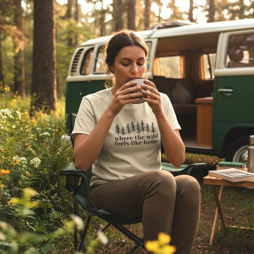 Minimalist Forest Tee | Where the Wild Feels Like Home Camping Shirt