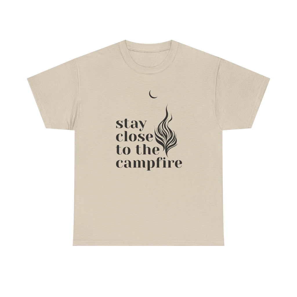 Minimalist Campfire Graphic Tee, Unisex Cotton Camping Shirt
