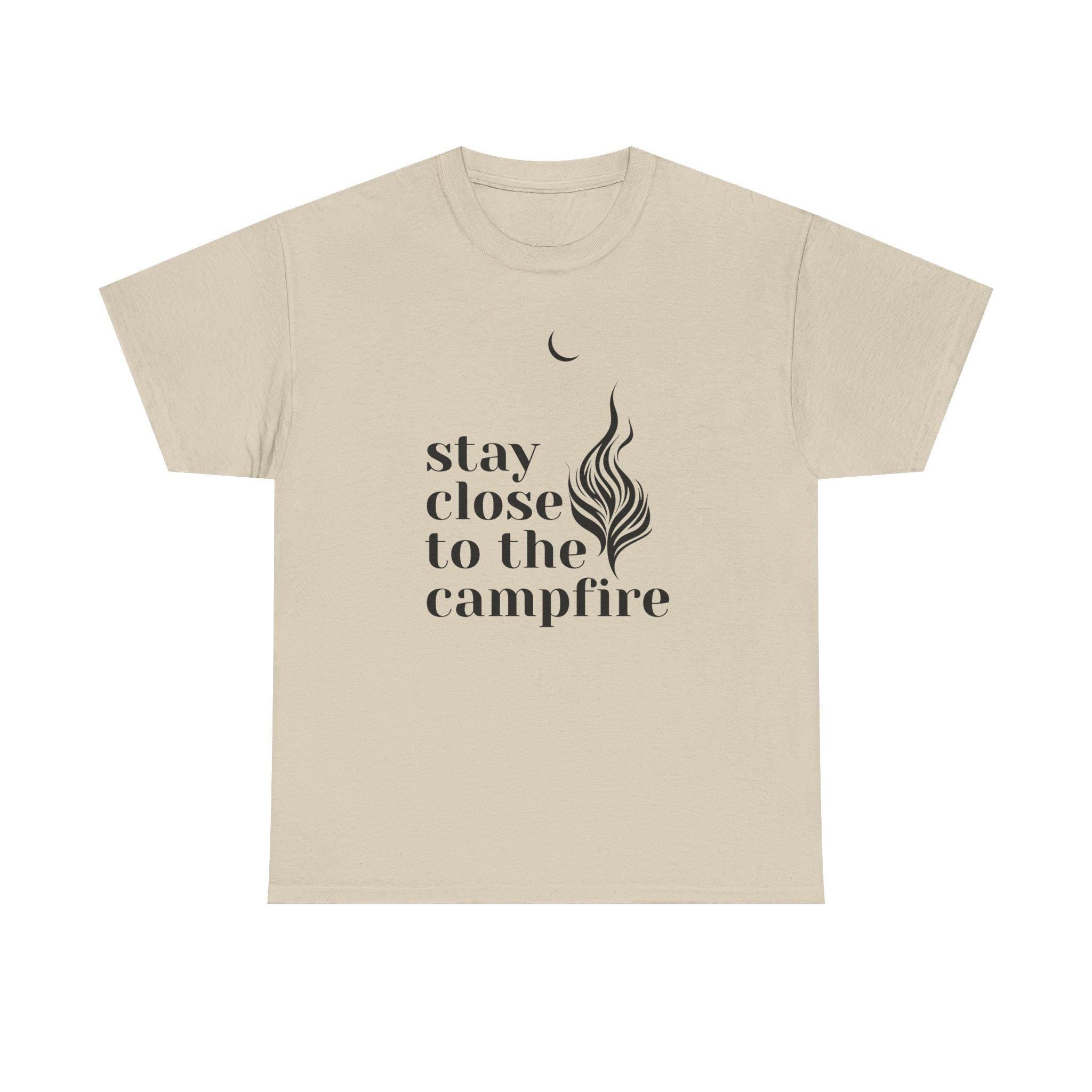 Minimalist Campfire Graphic Tee, Unisex Cotton Camping Shirt