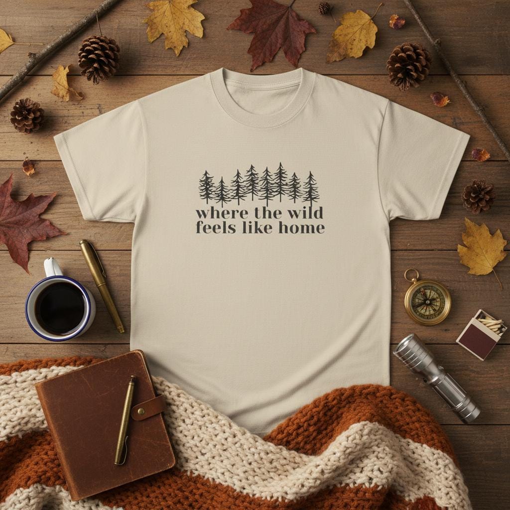 Minimalist Forest Tee | Where the Wild Feels Like Home Camping Shirt