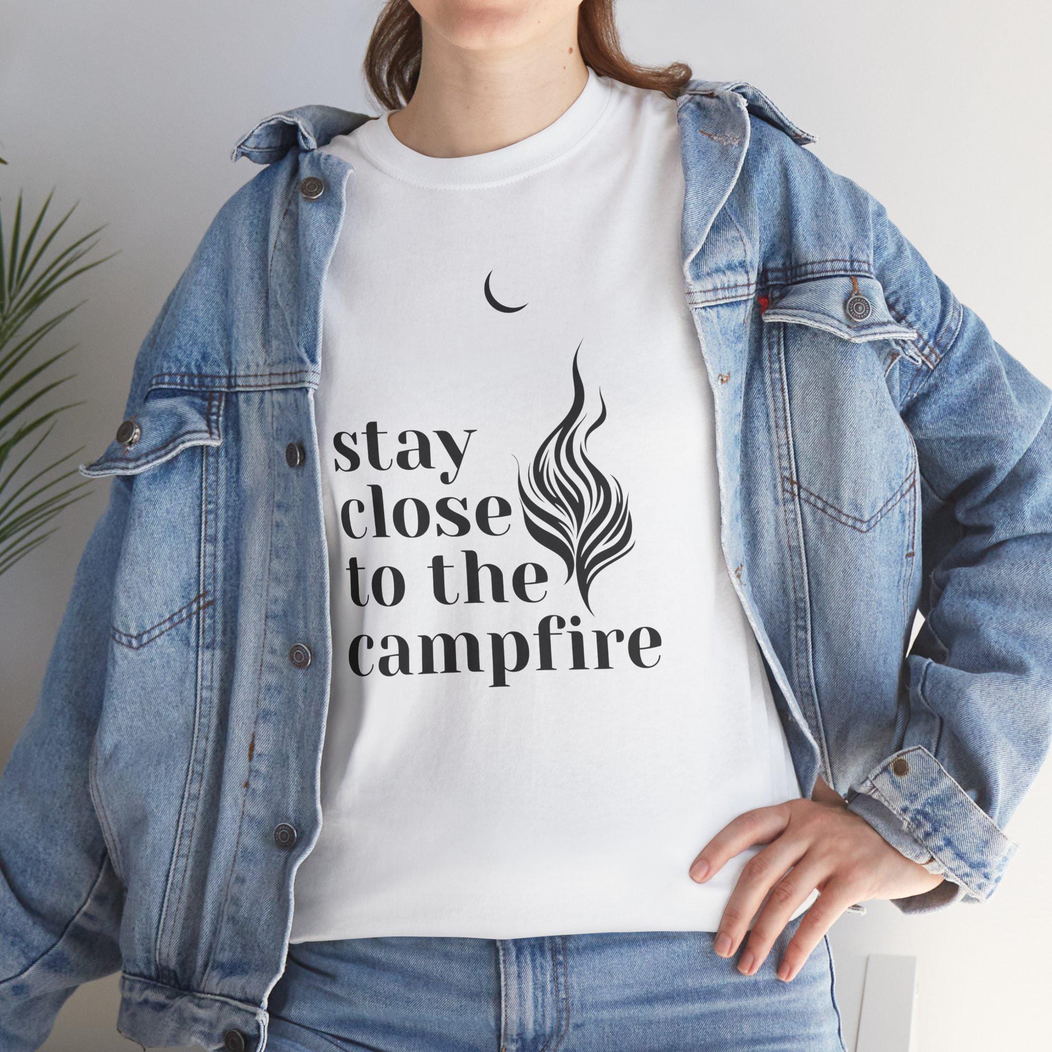 Minimalist Campfire Graphic Tee, Unisex Cotton Camping Shirt
