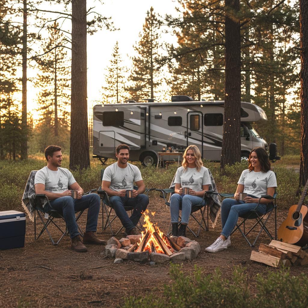 meet me by the campfire T-Shirt | campfire graphic tee, minimalist flame design