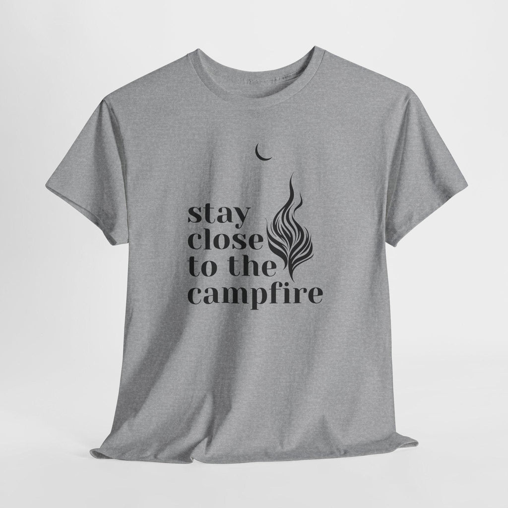 Minimalist Campfire Graphic Tee, Unisex Cotton Camping Shirt