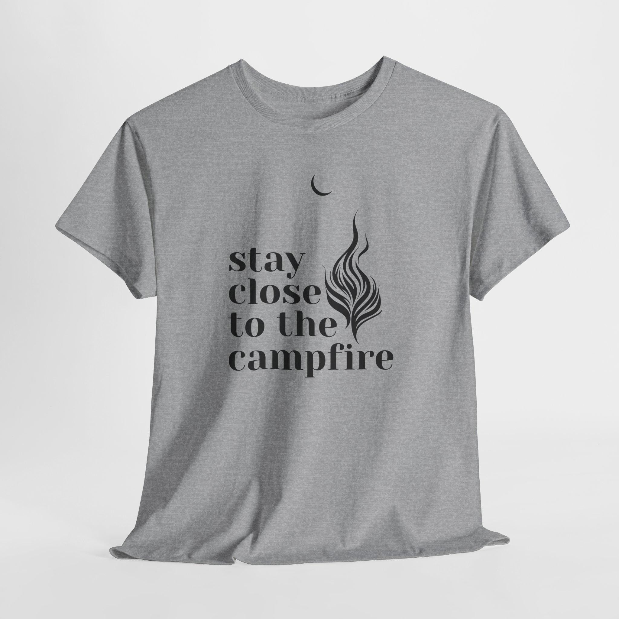 Minimalist Campfire Graphic Tee, Unisex Cotton Camping Shirt