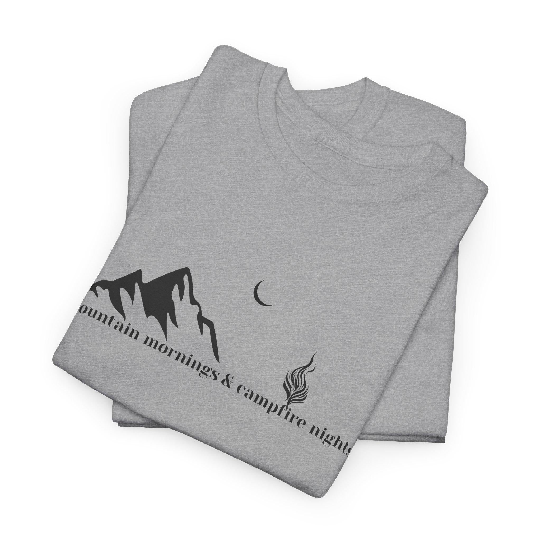 Minimalist Mountain Campfire T-Shirt, Outdoor Adventure Graphic Tee