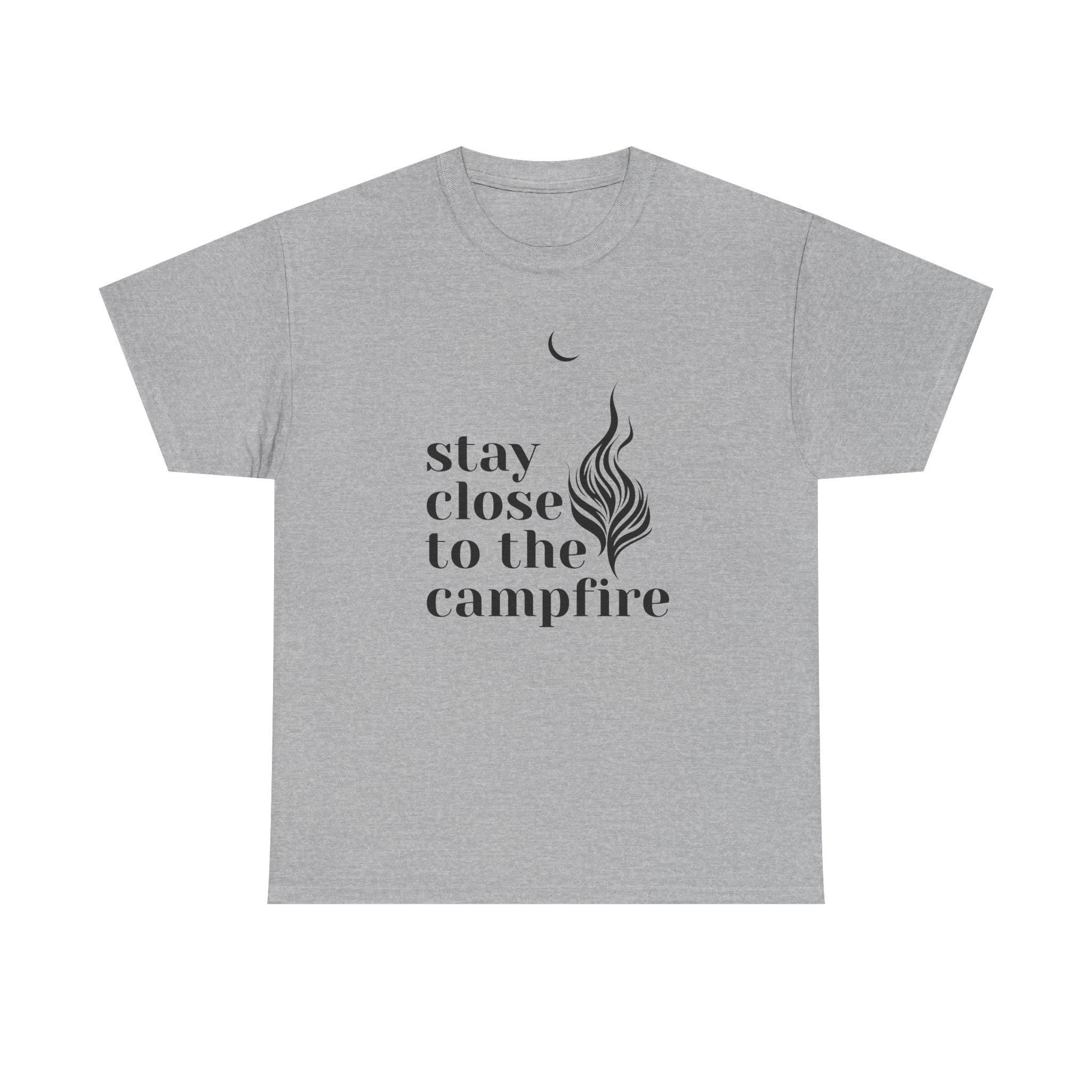 Minimalist Campfire Graphic Tee, Unisex Cotton Camping Shirt