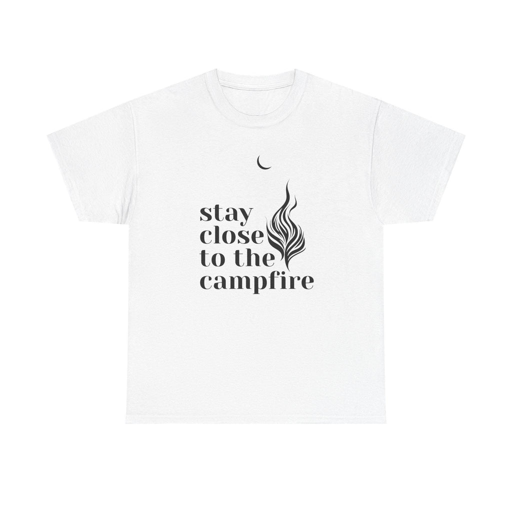 Minimalist Campfire Graphic Tee, Unisex Cotton Camping Shirt