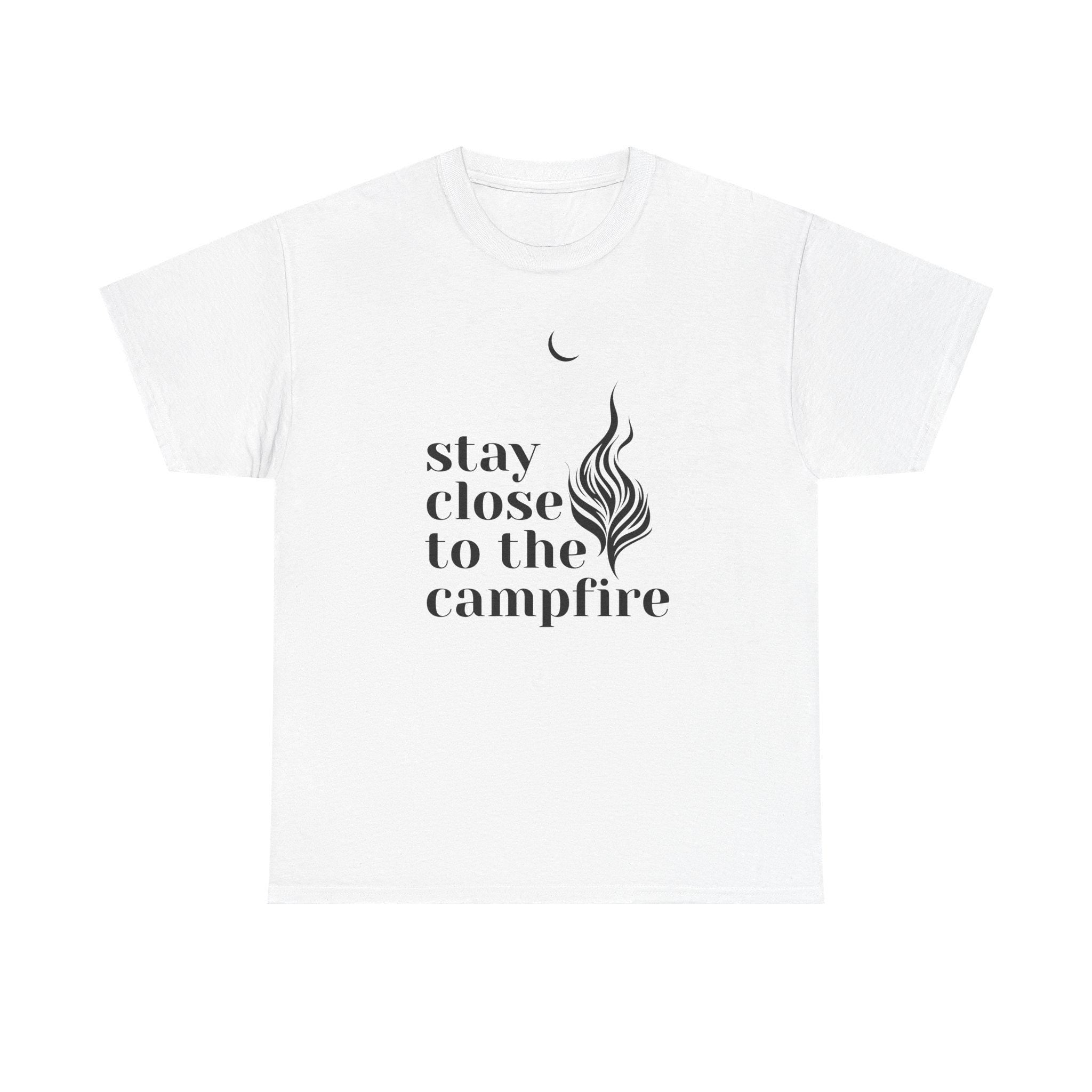 Minimalist Campfire Graphic Tee, Unisex Cotton Camping Shirt
