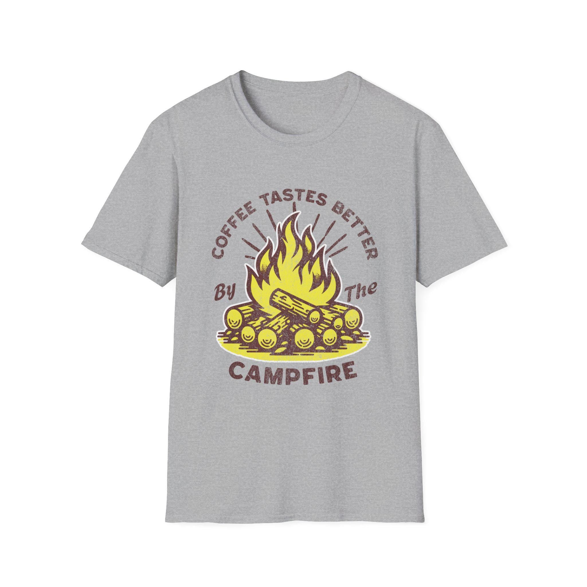 Coffee Tastes Better By The Campfire T-Shirt | Campfire Camping Graphic