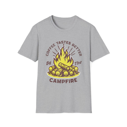 Coffee Tastes Better By The Campfire T-Shirt | Campfire Camping Graphic