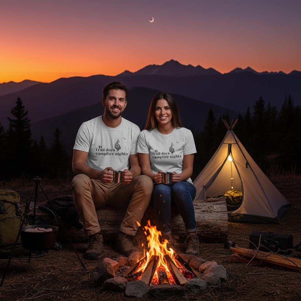 Trail Days Campfire Nights Graphic Tee, Hiking Camping Shirt