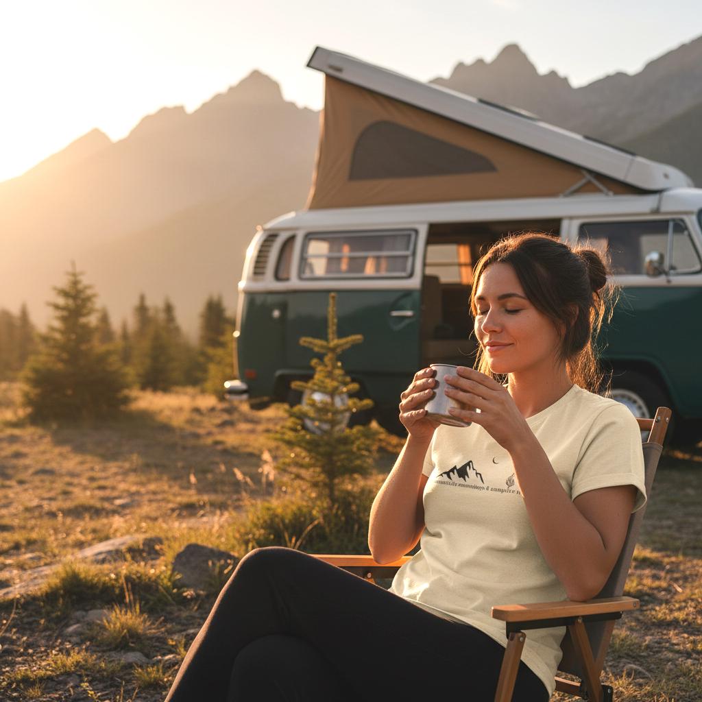 Minimalist Mountain Campfire T-Shirt, Outdoor Adventure Graphic Tee